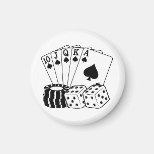 Gambling Casino Cards Dice Poker Chips Art Magnet