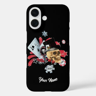Gambling Casino Skull iPhone 16 Case