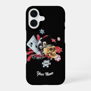 Gambling Casino Skull iPhone 16 Case