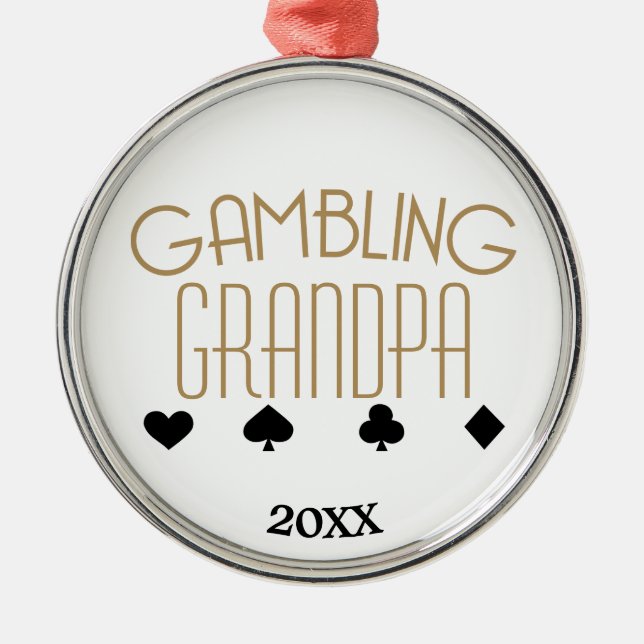 Gambling Grandpa Metal Tree Decoration (Front)