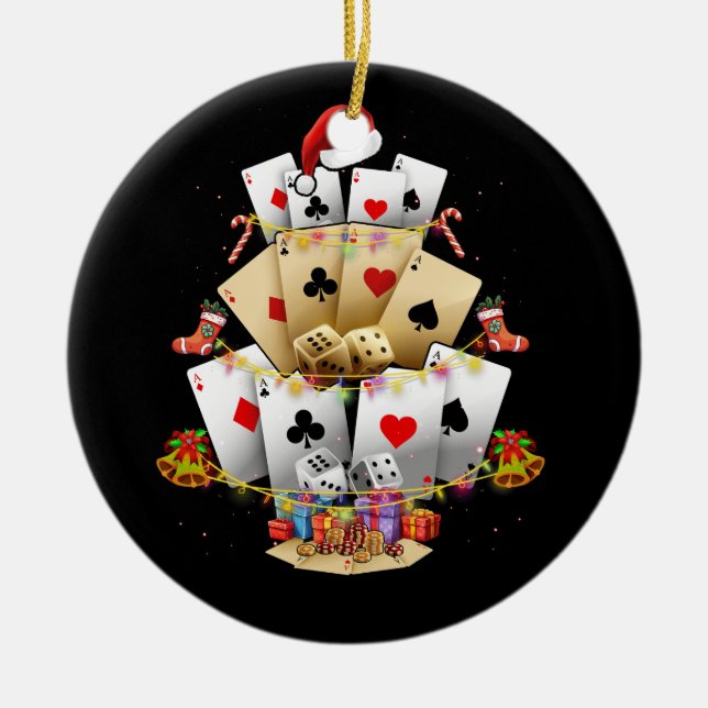 Gambling Poker Game Xmas Lighting Christmas Tree A Ceramic Tree Decoration (Front)