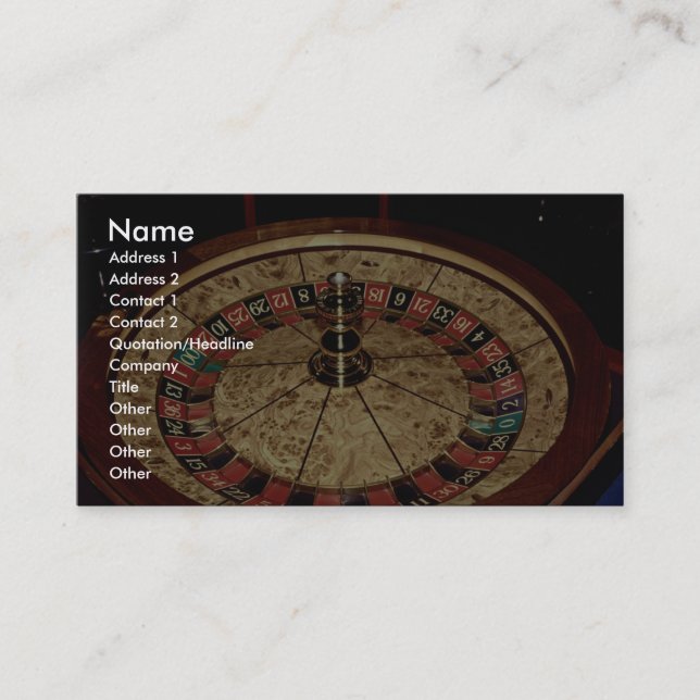Gambling, roulette business card (Front)