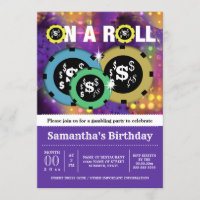 Gambling roulette chips vegas party purple