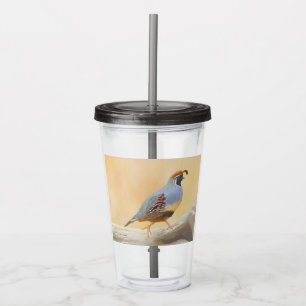 Gambrel's Quail Painting Original Bird Art Acrylic Tumbler