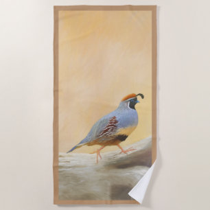 Gambrel's Quail Painting Original Bird Art Beach Towel