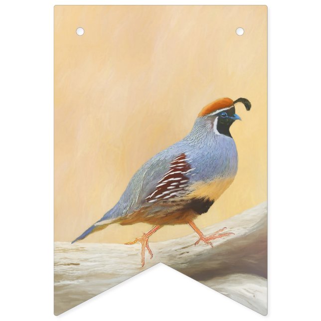 Gambrel's Quail Painting Original Bird Art Bunting (Sixteenth Flag)