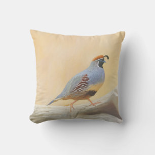 Gambrel's Quail Painting Original Bird Art Cushion