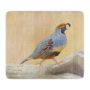 Gambrel's Quail Painting Original Bird Art Cutting Board