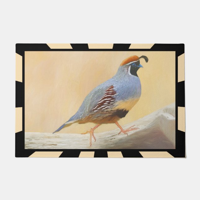 Gambrel's Quail Painting Original Bird Art Doormat (Front)