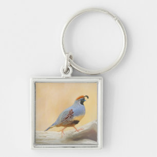 Gambrel's Quail Painting Original Bird Art Key Ring