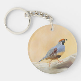 Gambrel's Quail Painting Original Bird Art Key Ring
