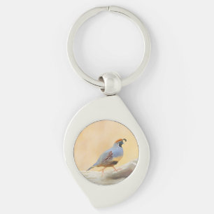 Gambrel's Quail Painting Original Bird Art Key Ring