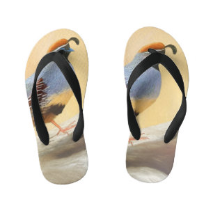 Gambrel's Quail Painting Original Bird Art Kid's Jandals