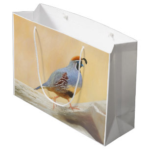 Gambrel's Quail Painting Original Bird Art Large Gift Bag