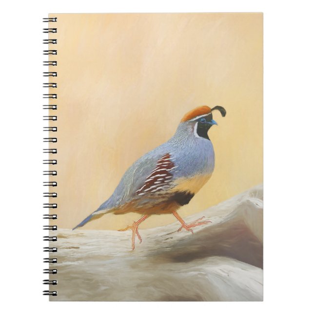 Gambrel's Quail Painting Original Bird Art Notebook (Front)