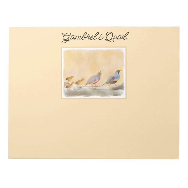 Gambrel's Quail Painting Original Bird Art Notepad (Front)
