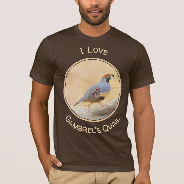 Gambrel's Quail Painting Original Bird Art T-Shirt (Front)