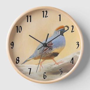 Gambrel's Quail Painting - Original Wild Bird Art Clock