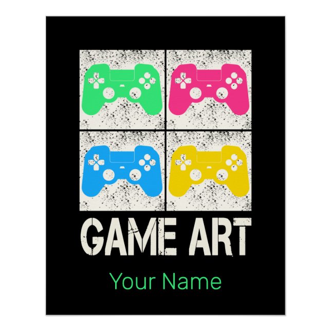 Game Art Vintage Gamepad Retro Controller Gamers Poster (Front)