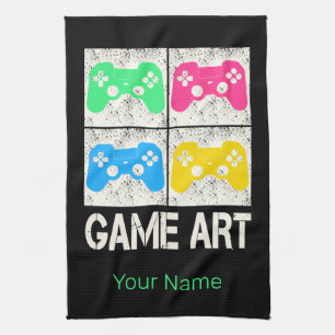 Game Art Vintage Gamepad Retro Controller Gamers Tea Towel