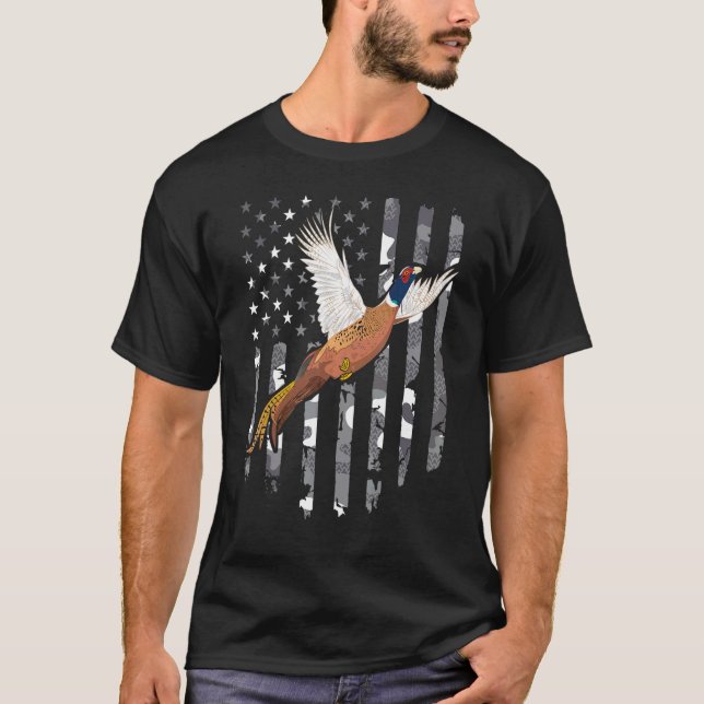 Game Bird Hunting Camouflage Pheasant Hunter Ameri T-Shirt (Front)