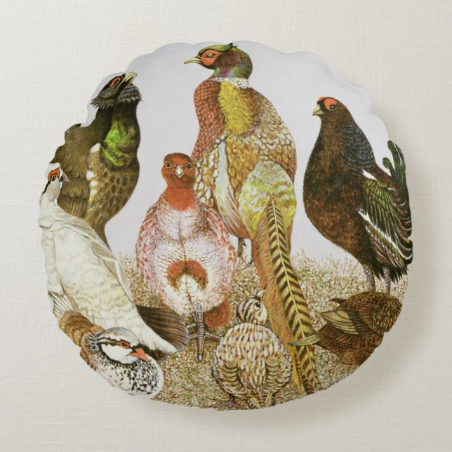 Game Birds Round Cushion (Front)