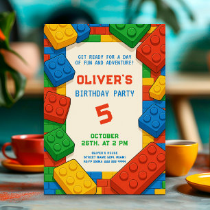 Game Building Blocks Birthday Party Invitation