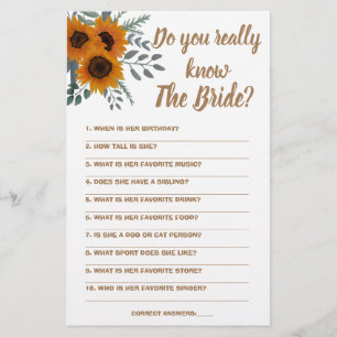 Game Card Do you really know The Bride