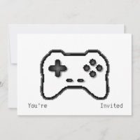 Game Controller Black White 8bit Video Game Style