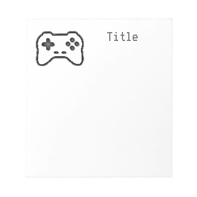 Game Controller Black White 8bit Video Game Style Notepad (Front)