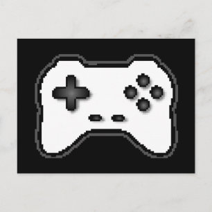 Game Controller Black White 8bit Video Game Style Postcard