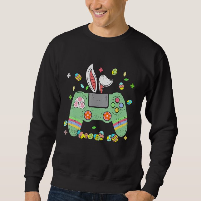 Game Controller Bunny Ears Gamer Video Games Easte Sweatshirt (Front)