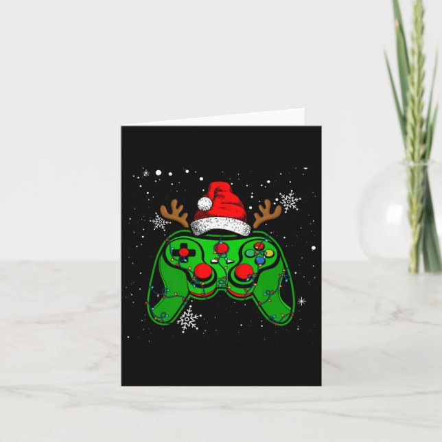 Game Controller Christmas Santa Hat Gamer Boys 2  Card (Front)