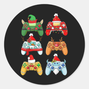Game Controller Christmas Santa Hat Gamer Boys Xma Classic Round Sticker