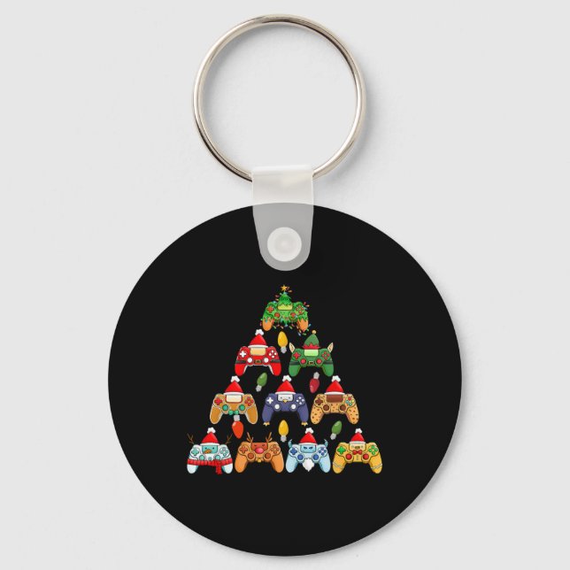 Game Controller Christmas Tree Gamer Boy Girl Funn Key Ring (Front)
