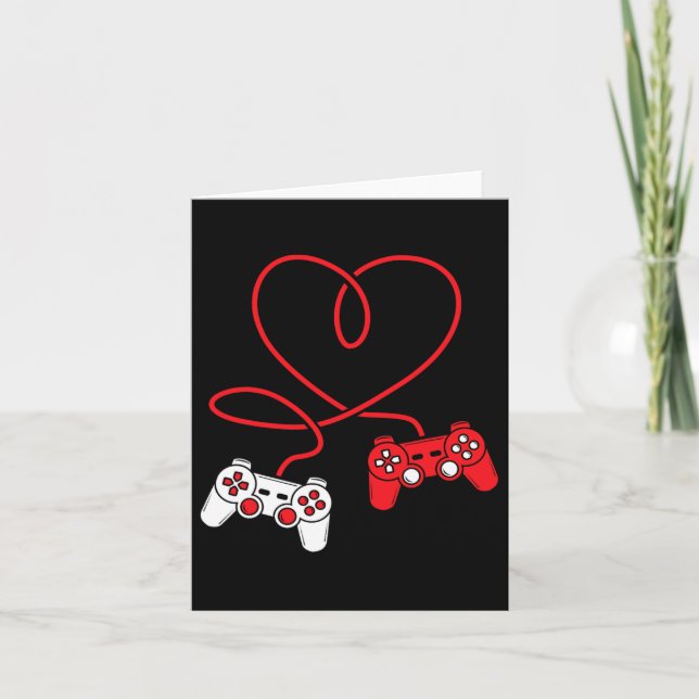 Game Controller Heart Funny Valentines Day Boy &am Card (Front)