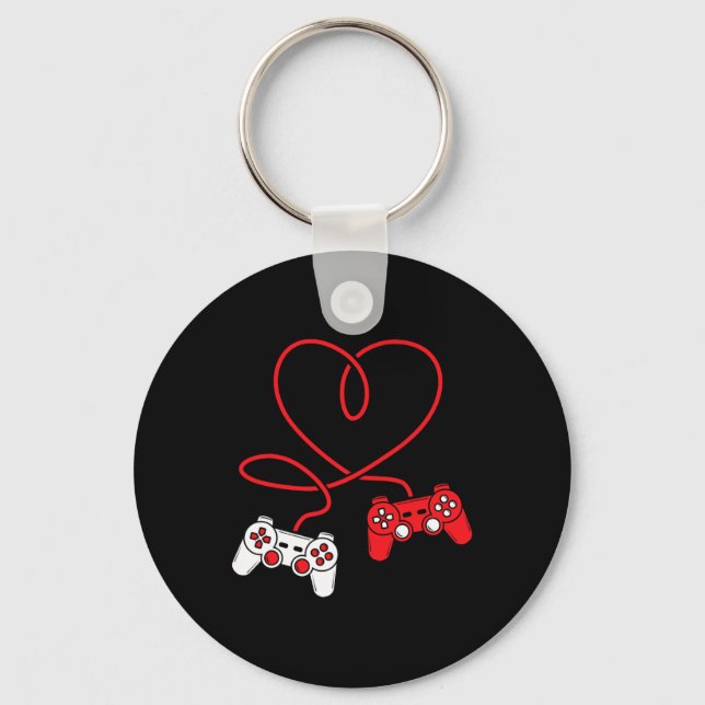 Game Controller Heart Funny Valentines Day Boy &am Key Ring (Front)