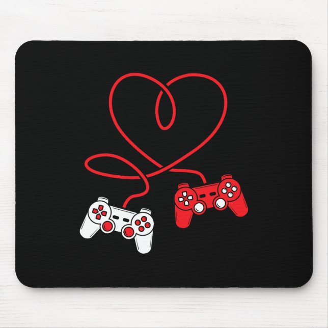 Game Controller Heart Funny Valentines Day Boy &am Mouse Pad (Front)