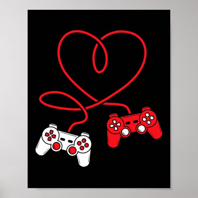 Game Controller Heart Funny Valentines Day Boy &am Poster (Front)
