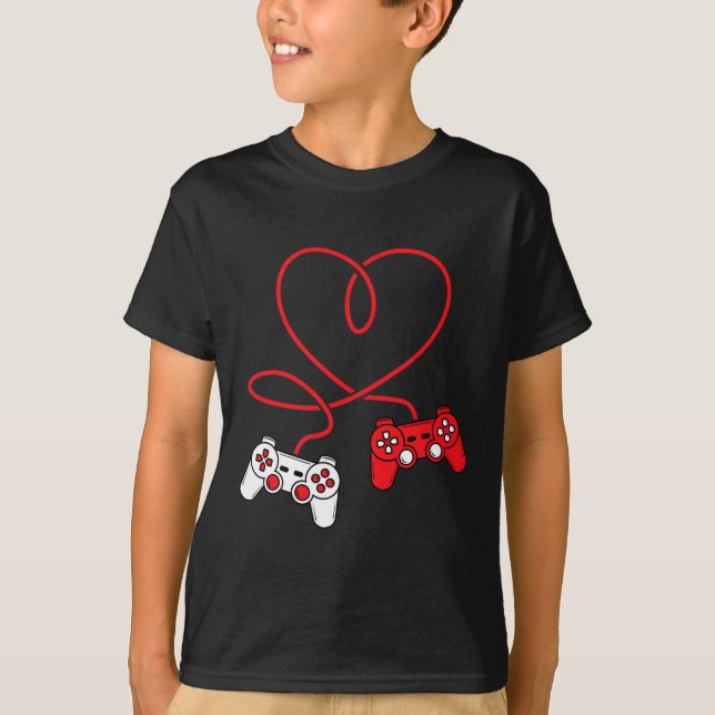 Game Controller Heart Funny Valentines Day Boy &am T-Shirt (Front)