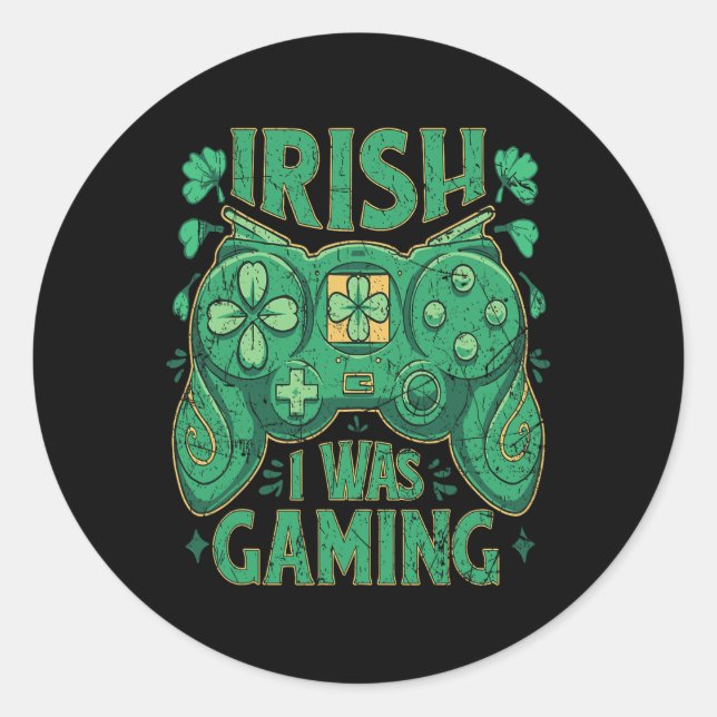 Game Controller Irish Gamer Boys St Patricks Day  Classic Round Sticker (Front)