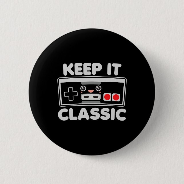 Game Controller Keep It Clic Humour 80s Retro Dark 6 Cm Round Badge (Front)