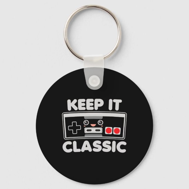 Game Controller Keep It Clic Humour 80s Retro Dark Key Ring (Front)