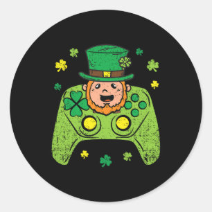 Game Controller Leprechaun St Patricks Day Gamer G Classic Round Sticker