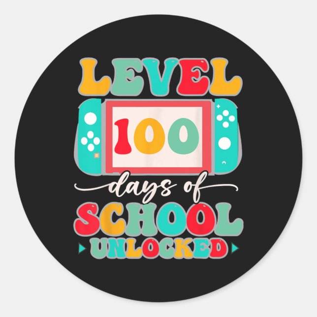 Game Controller Level 100 Days Of School Completed Classic Round Sticker (Front)