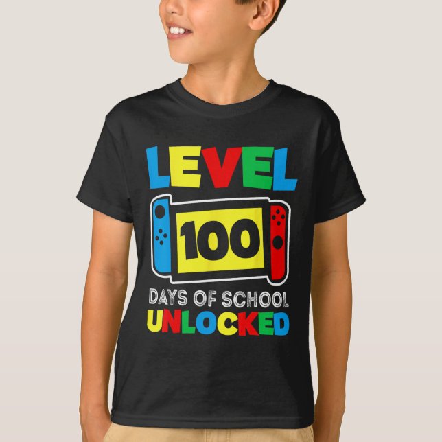 Game Controller Level 100 Days Of School Completed T-Shirt (Front)