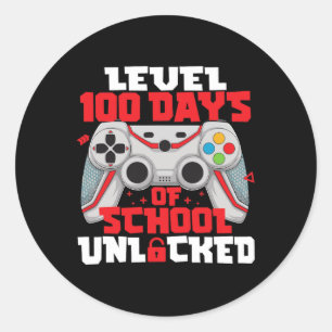 Game Controller Level 100 Days Of School Unlocked  Classic Round Sticker