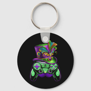 Game Controller Mardi Gras Gamers Kids Girls Men W Key Ring