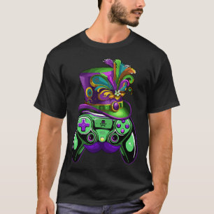 Game Controller Mardi Gras Gamers Kids Girls Men W T-Shirt