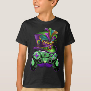 Game Controller Mardi Gras Gamers Kids Girls Men W T-Shirt